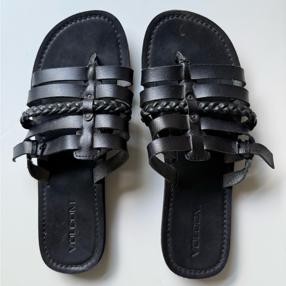 Volcom Kail Black Slip-on Sandals with Braided Detail